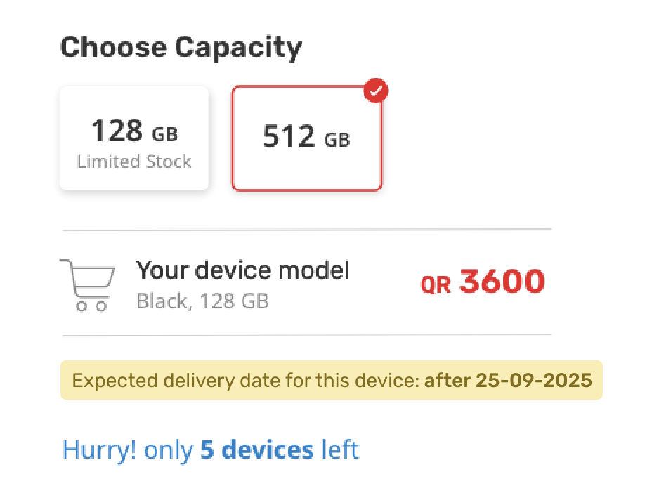 Choose capacity